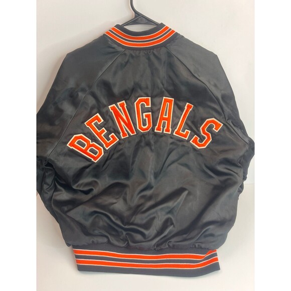 VTG Chalk Line Bomber Jacket Black Cincinnati Bengals Football-NFL Mens Large - Picture 4 of 16